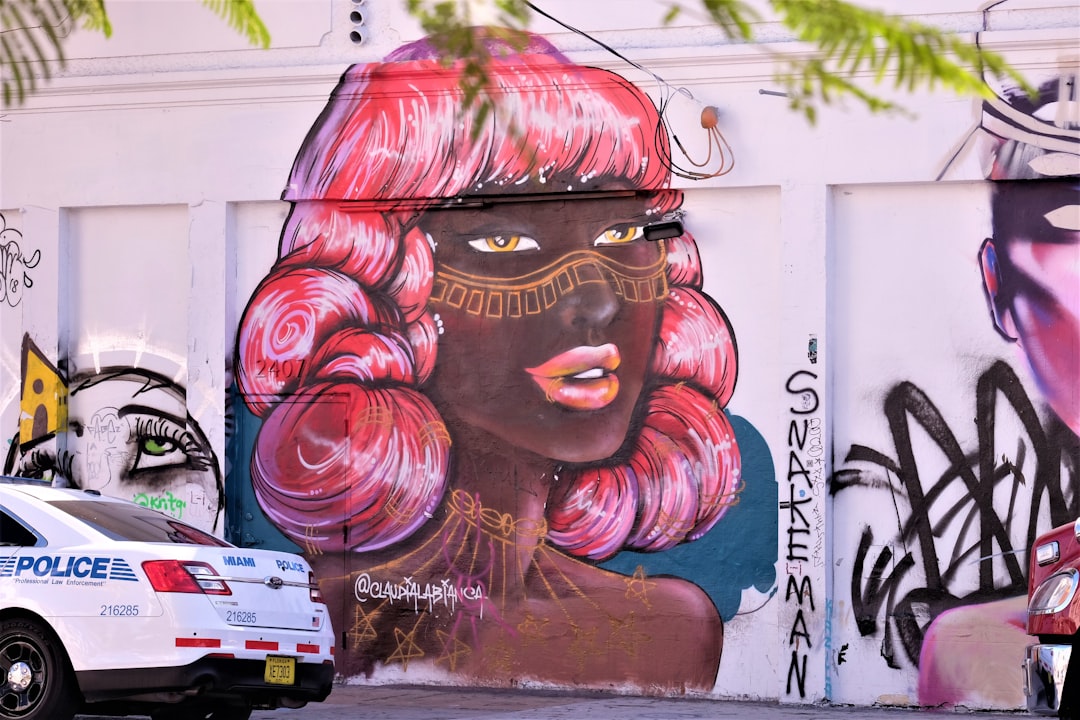 Large colorful street art murals at Wynwood Walls, Miami