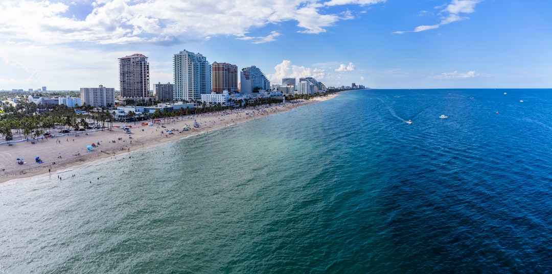 a view of Fort Lauderdale beach with a city in the background