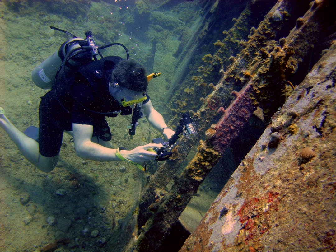 Plongeur évoluant sous l'eau