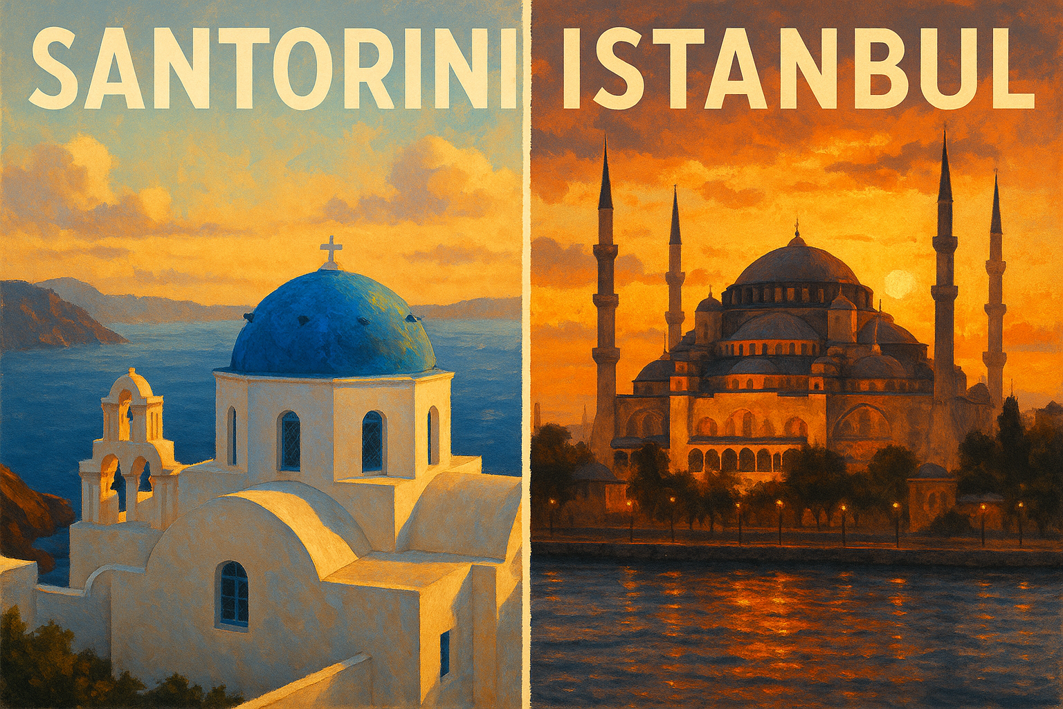 Grèce ou Turquie : Santorin et Istanbul côte à côte, deux destinations emblématiques de la Méditerranée