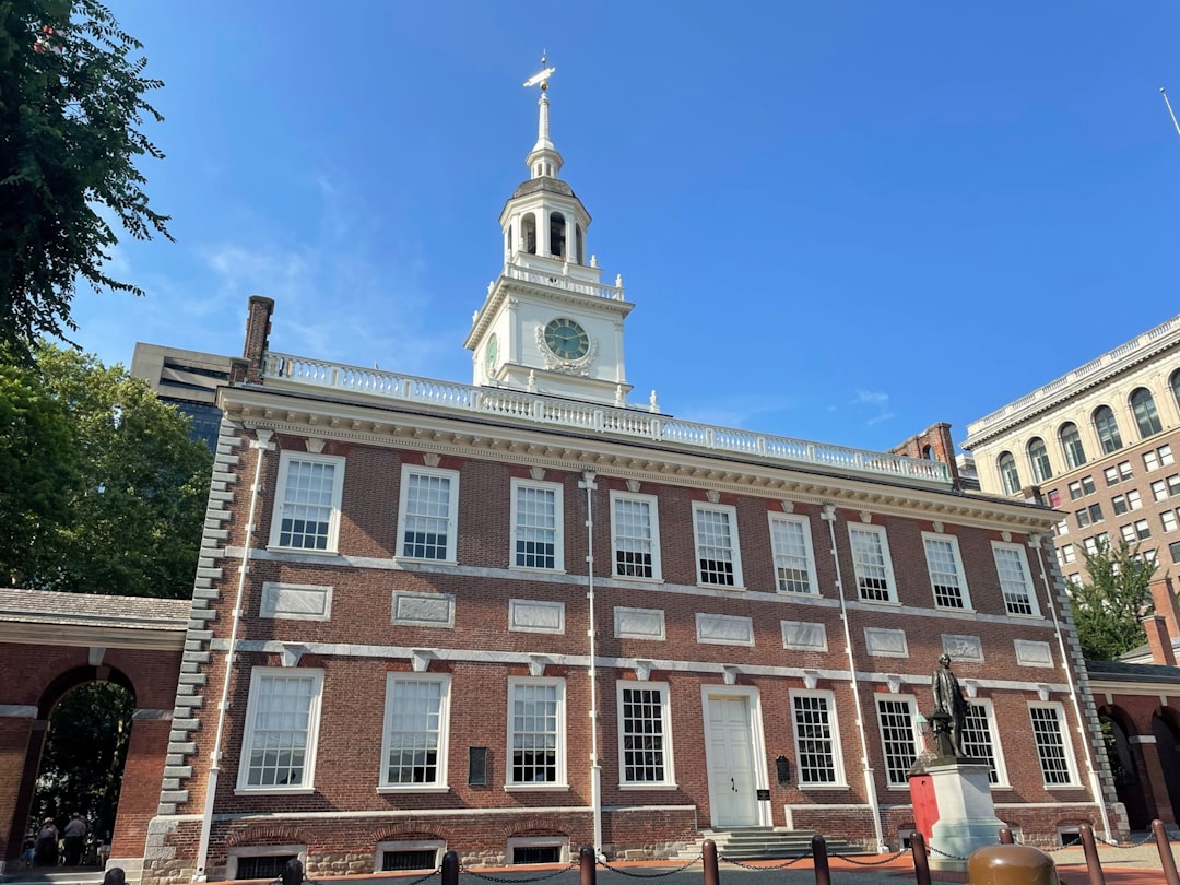 Independence Hall's clock tower in Old City Philadelphia