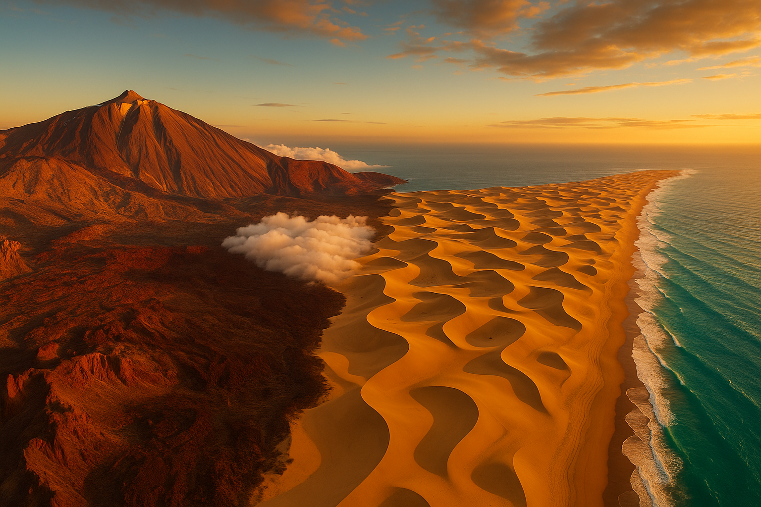 Tenerife et Gran Canaria côte à côte : le Teide et les dunes de Maspalomas